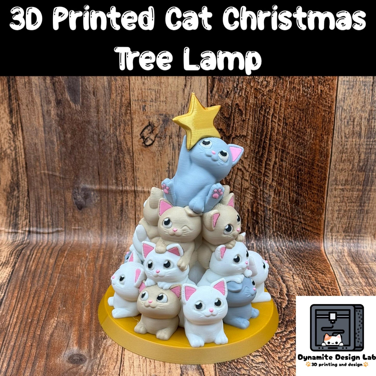 3D Printed Cat Christmas Tree Lamp: Holiday Decor for Cat Lovers