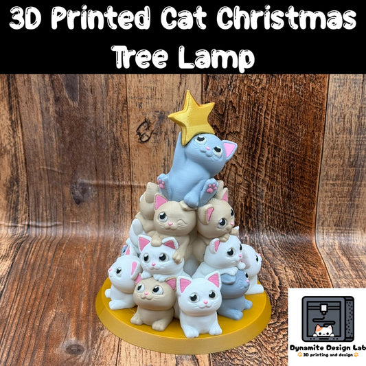 3D Printed Cat Christmas Tree Lamp: Holiday Decor for Cat Lovers